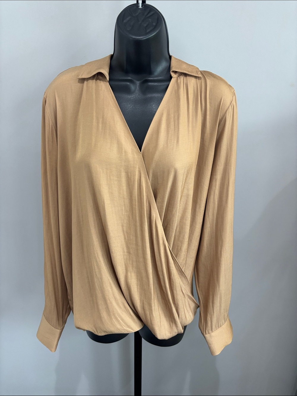 Banana Republic Brinze Draped Wrap-Front Blouse Size Large
